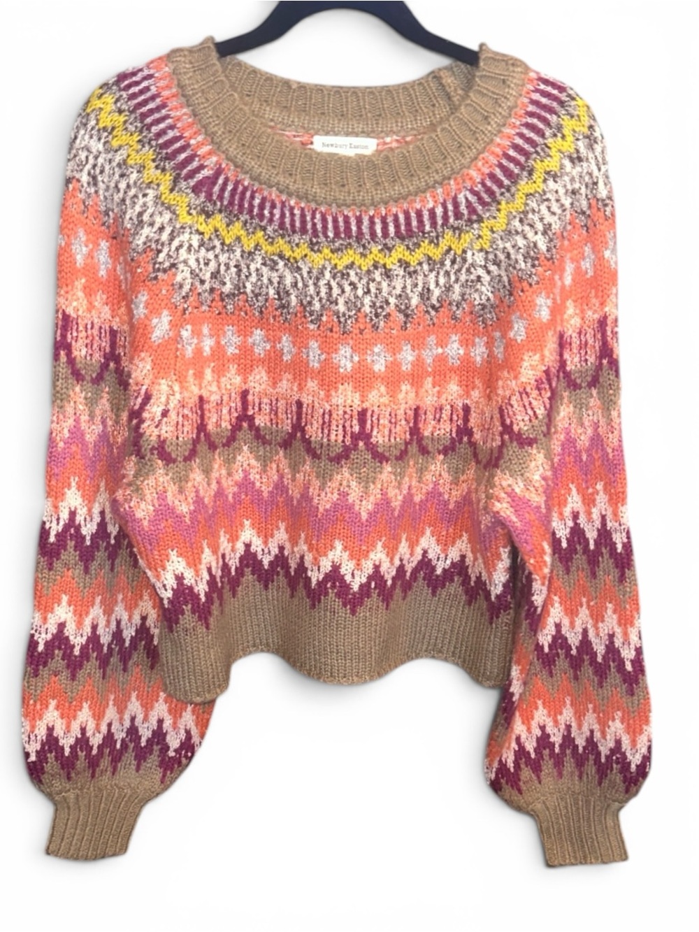 Med Newbury Kustom Vibrant Zigzag Women's Crop Sweater